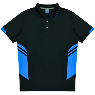 Bsc Childs Panelled Polo With Emb:Black Cyan